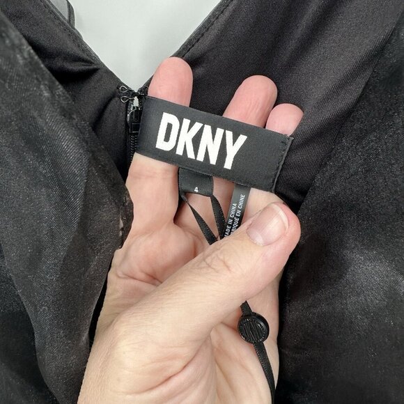 NEW DKNY maxi dress ruffle sleeveless party formal cocktail evening black 4 - Picture 11 of 14